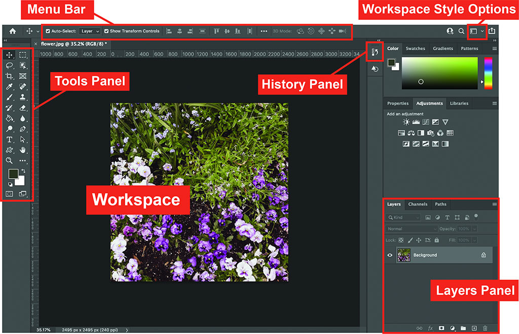 Photoshop workspace Photoshop workspace
