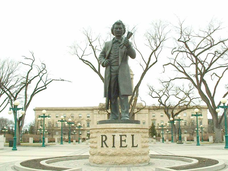 Statue of Louis Riel in front of the Manitoba Legislature. 