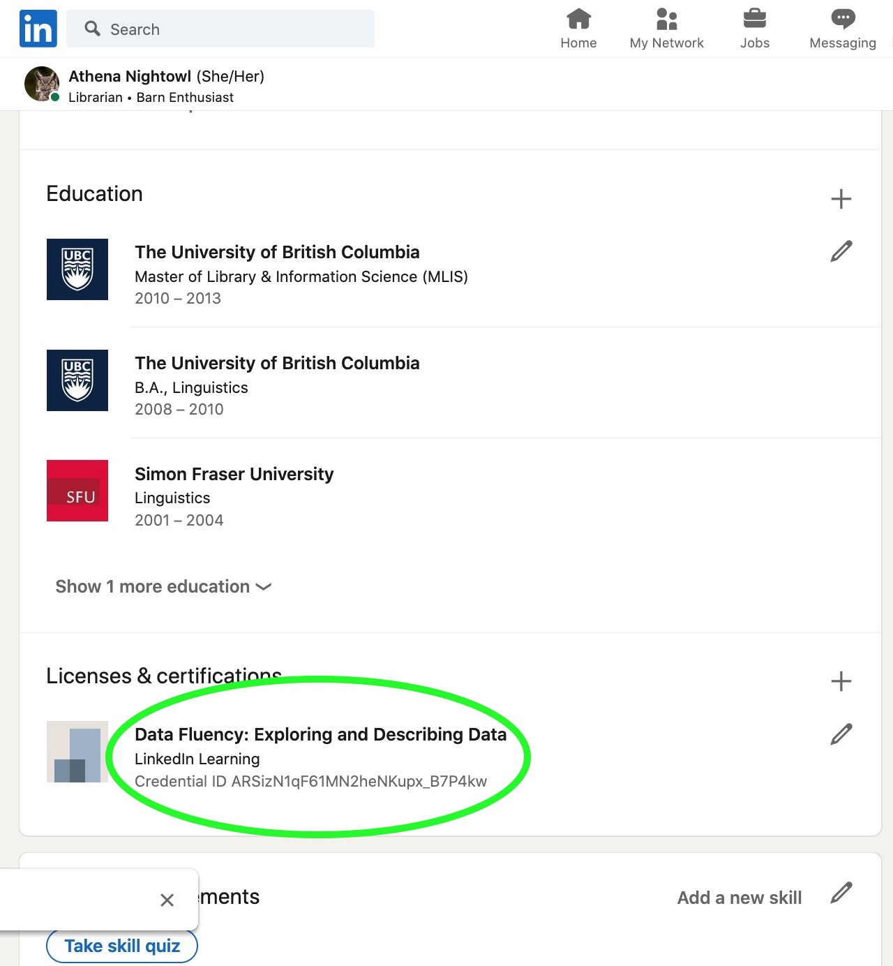 Screenshot of how to add Linkedin Learning certificates to your own Linkedin profile