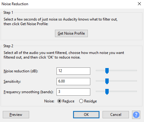 Noise Reduction in Audacity Noise Reduction in Audacity