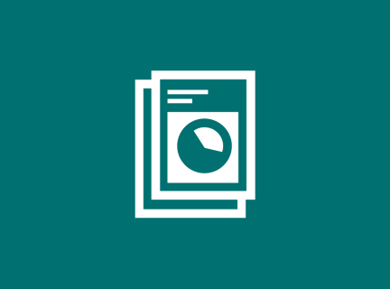 A stylized image of two pieces of paper, with the top paper showing a pie chart, in white and in front of a solid green background.