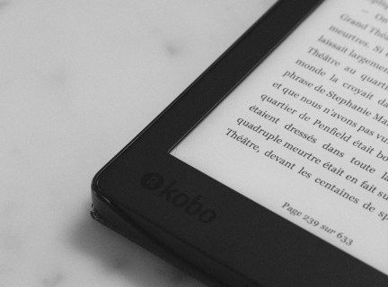 Photo closeup of e-reader