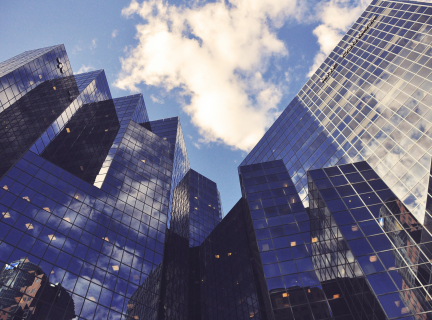 Photograph of glass buildings